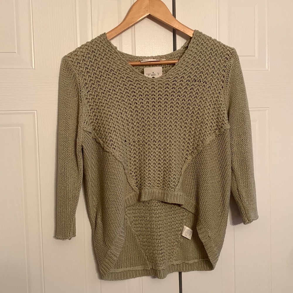 Retrod dusty beige woven 3/4 sleeve sweater